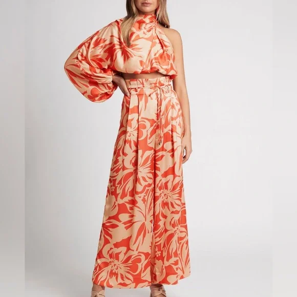 SHEIKE Cuban Nights Satin Print One Shoulder Long Sleeve Blouse Top NWT - Picture 7 of 10